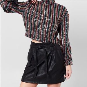Free People Peyton Paperbag black pleather miniskirt